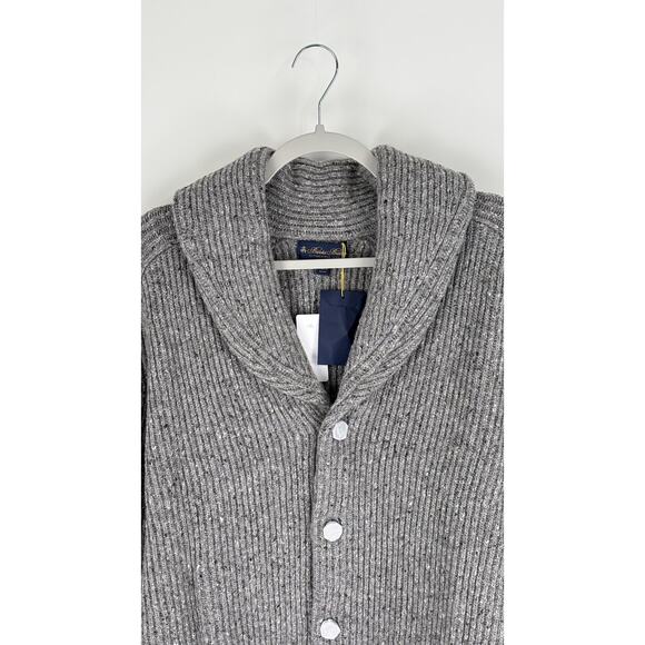 Brooks Brothers Mens Wool Shawl Collar Button Cardigan Sweater Size XL Grey New - Picture 3 of 10